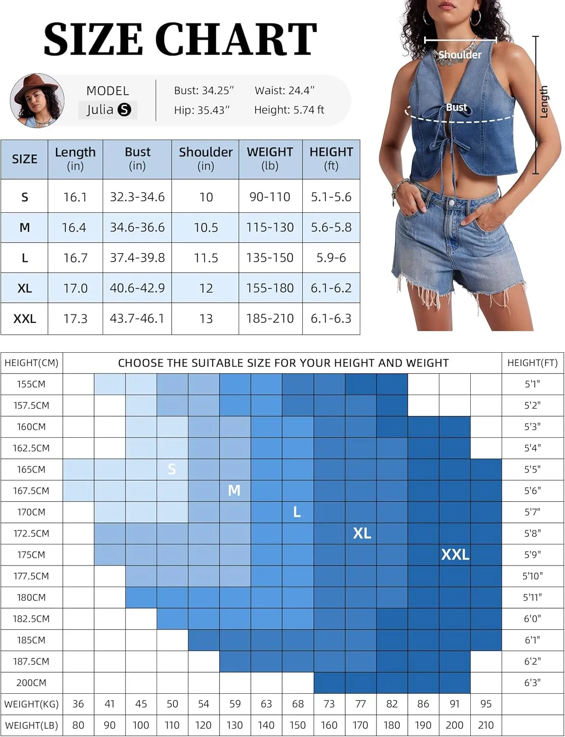 Womens Denim Vest Crop Sleeveless V Neck Denim Top Retro Tie Up Front Jean Vest