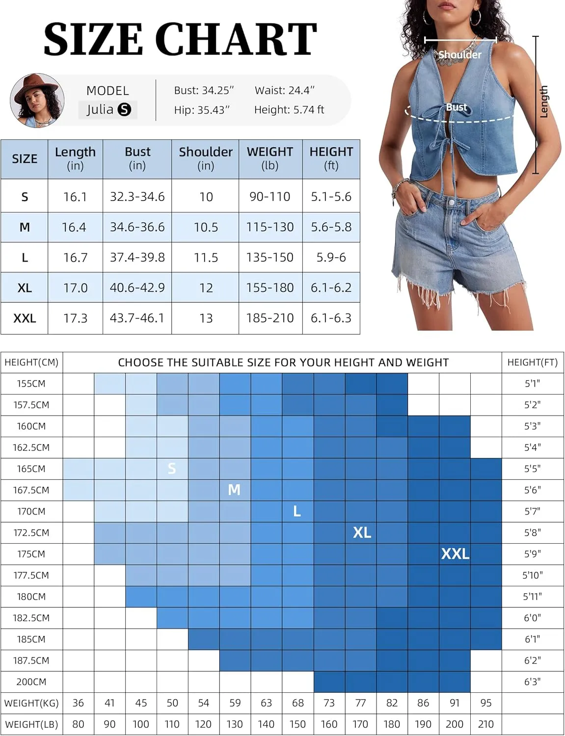 Womens Denim Vest Crop Sleeveless V Neck Denim Top Retro Tie Up Front Jean Vest