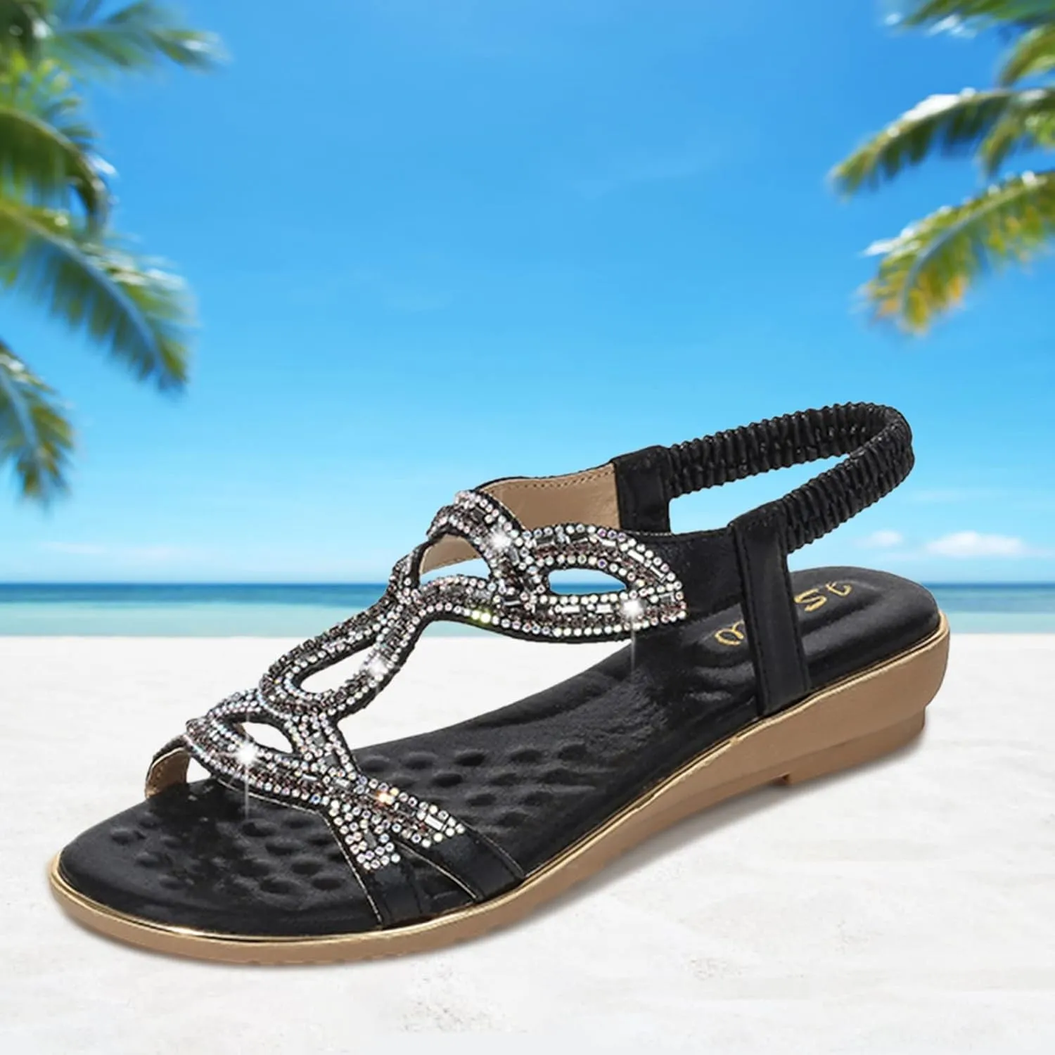 Womens Dressy Wedge Sandals Open Toe Summer Shoes Orthopedic Arch Support Platform Adjustable Ankle Strap Casual Flip Flops