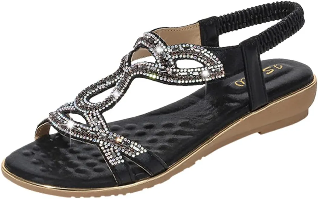 Womens Dressy Wedge Sandals Open Toe Summer Shoes Orthopedic Arch Support Platform Adjustable Ankle Strap Casual Flip Flops