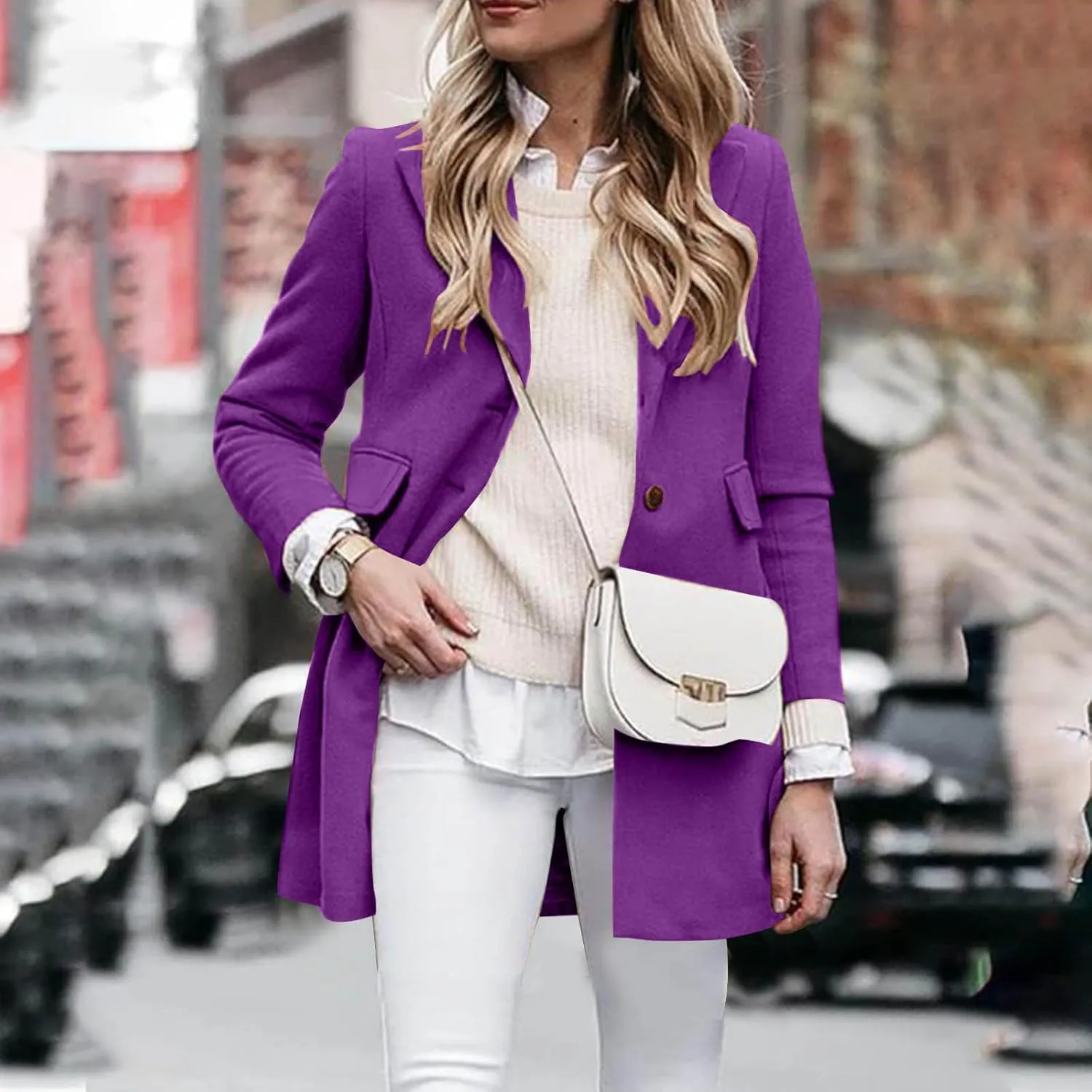 Womens Jackets Fall Turndown Collar Button Hoodless Coats Casual Long Sleeve Cardigan Tops Outerwear