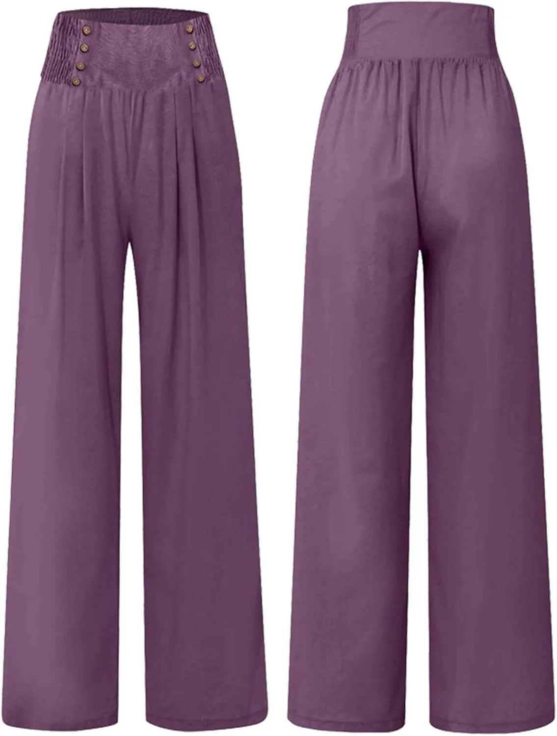 Womens Linen Pants Linen Wide Leg Pants for Women High Waist Stretch Dress Women's Cotton Linen Casual Beach Long Pants