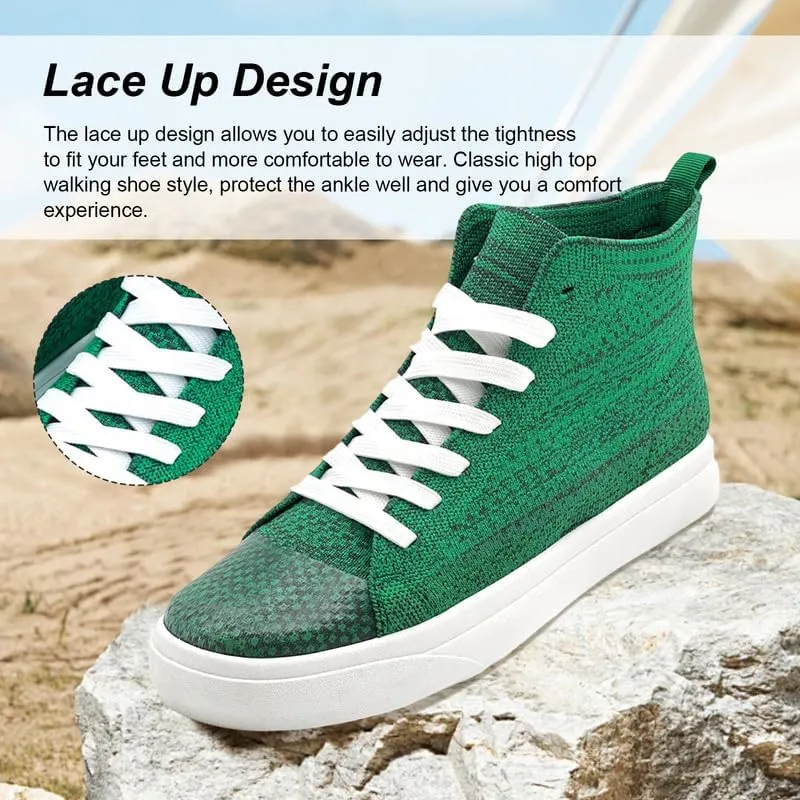 Women's Mens Fashion Sneakers High Top Lace Up Shoes for Women Men BreathableFlying Woven Mesh Sneakers Casual Outdoor Sport Running Walking Shoes