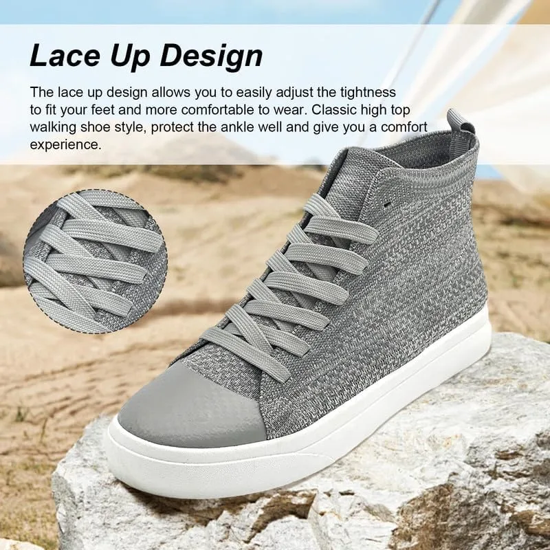 Women's Mens Fashion Sneakers High Top Lace Up Shoes for Women Men BreathableFlying Woven Mesh Sneakers Casual Outdoor Sport Running Walking Shoes