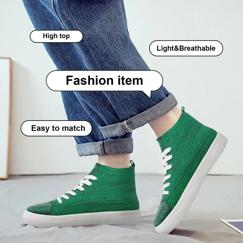 Women's Mens Fashion Sneakers High Top Lace Up Shoes for Women Men BreathableFlying Woven Mesh Sneakers Casual Outdoor Sport Running Walking Shoes