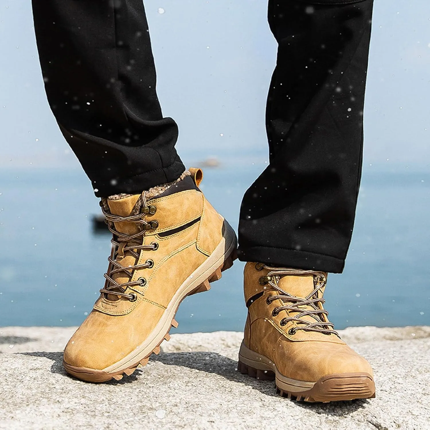 Womens Mens Winter Boots, Waterproof Hiking Boots Cold Weather Non Slip Boots Winter Work Boots for Men Duck Boots Women