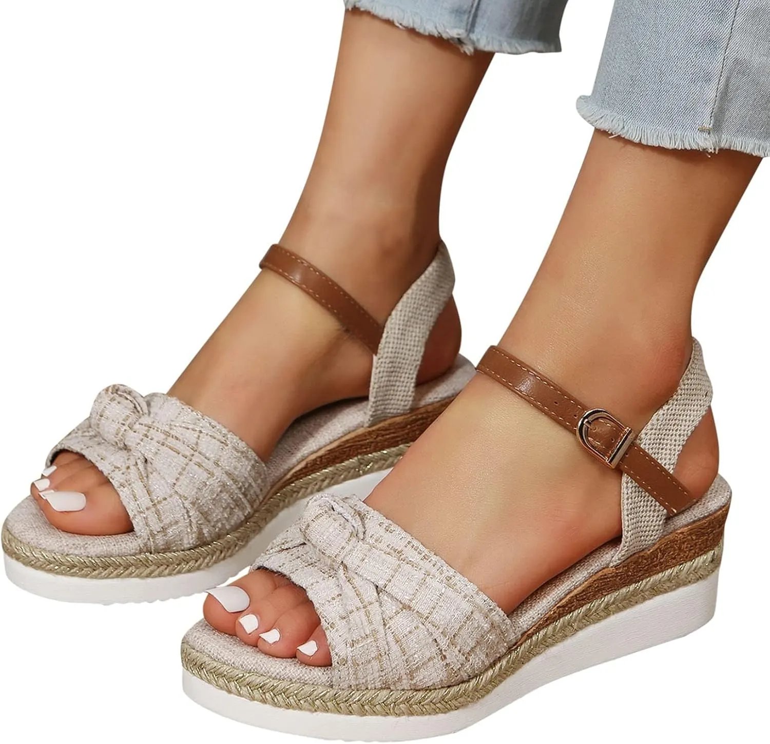Womens Orthopedic Sandals Dressy Summer Arch Support Open Toe Ankle Strap Comfortable Platform Slip on Sandals