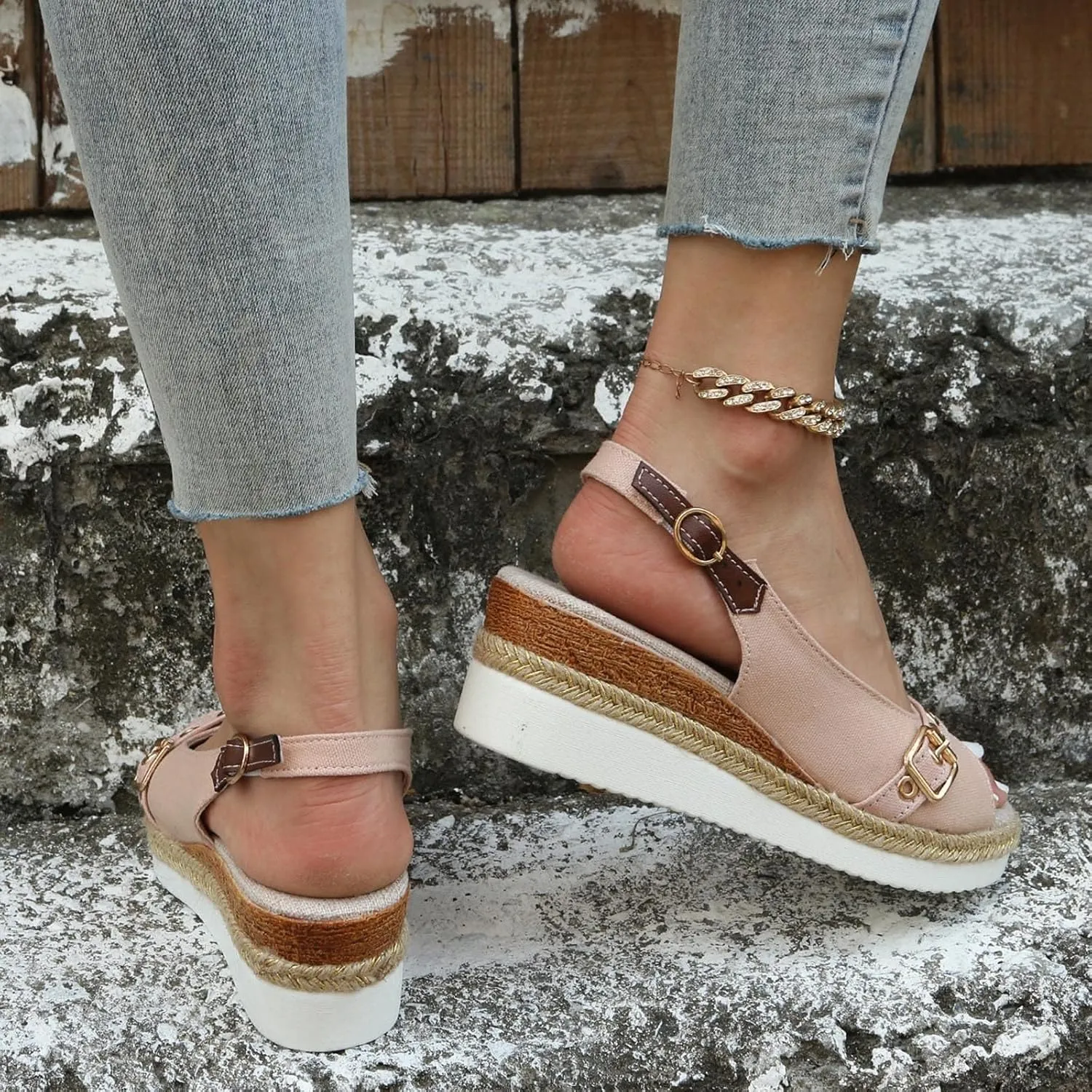 Womens Orthopedic Wedge Sandals Arch Support Summer Espadrilles Slippers Open Toe Ankle Strap Platform Sandals