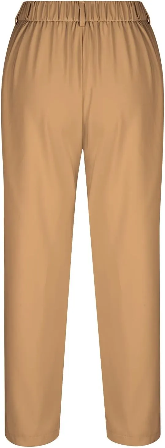 Women's Pants Casual High Waist Trousers Fashion Wide Leg Solid Long Pants Stretchy Work Pants Loose Fit Pants
