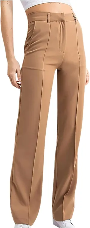 Women's Pants Casual High Waist Trousers Fashion Wide Leg Solid Long Pants Stretchy Work Pants Loose Fit Pants