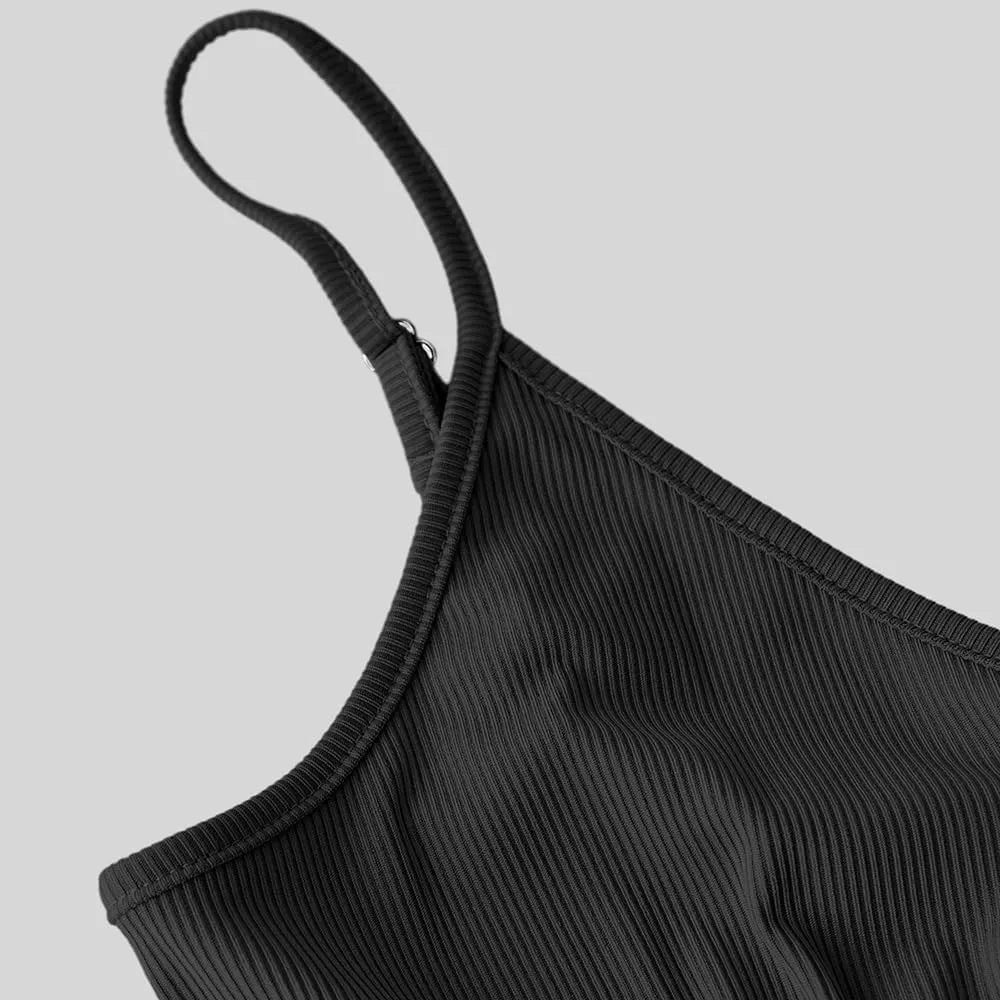 Women's Plain Backless Wrap Cami Romper V Neck Casual Adjustable Spaghetti Strap Wide Leg Jumpsuit for Summer with Pockets