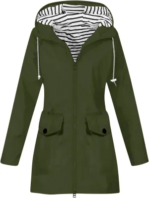 Womens Rain Jacket Waterproof with Hood, Rain Coats for Women Outdoor Lightweight Jackets Fall Athletic Windbreaker