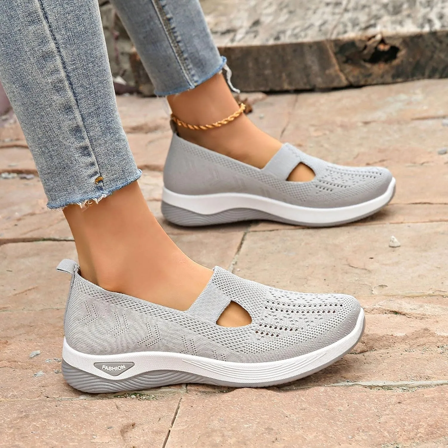 Women's Sandals Orthopedic Arch Support Sandals Memory Foam Sandals Mesh Breathable Soft Sneakers Slip on Walking Shoes