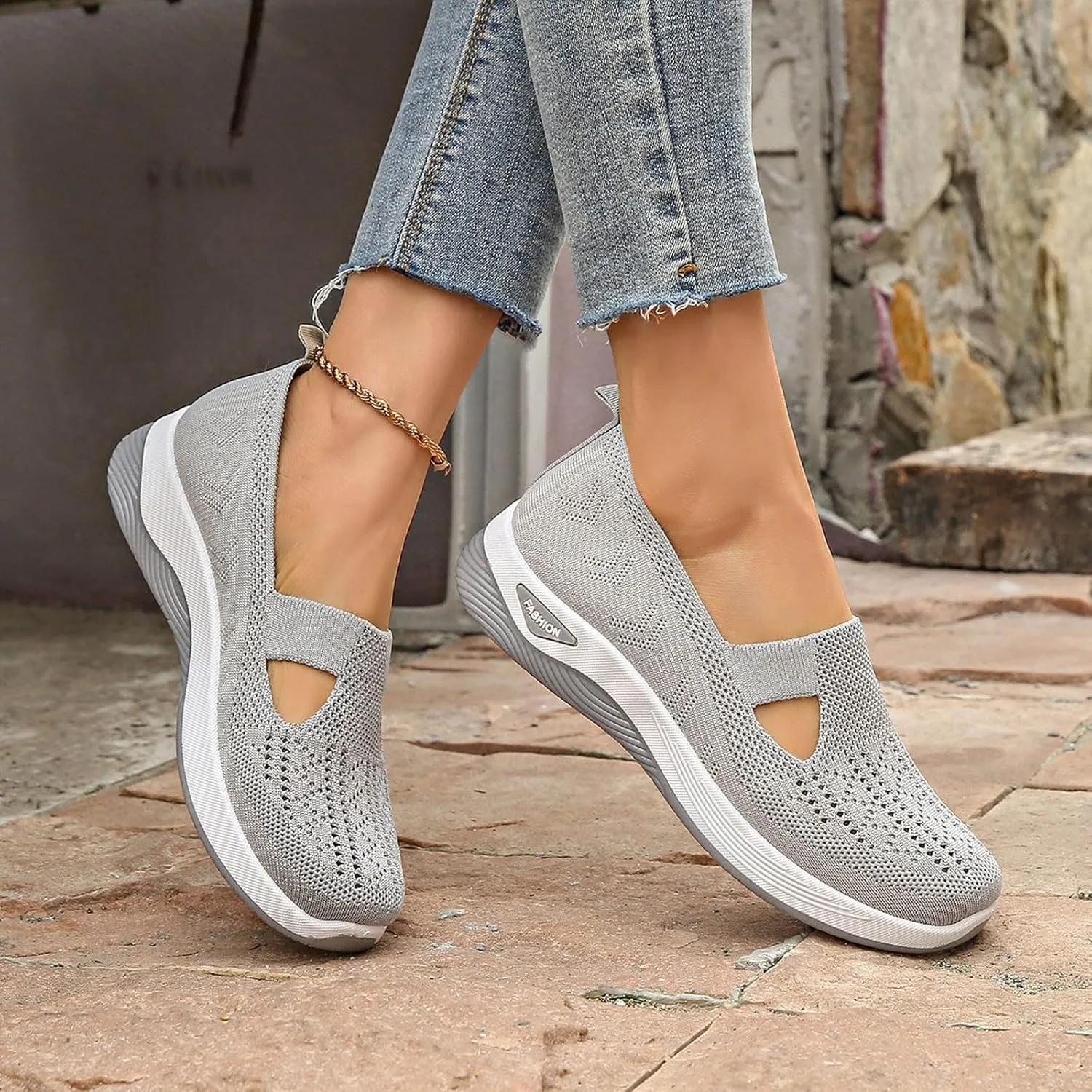 Women's Sandals Orthopedic Arch Support Sandals Memory Foam Sandals Mesh Breathable Soft Sneakers Slip on Walking Shoes