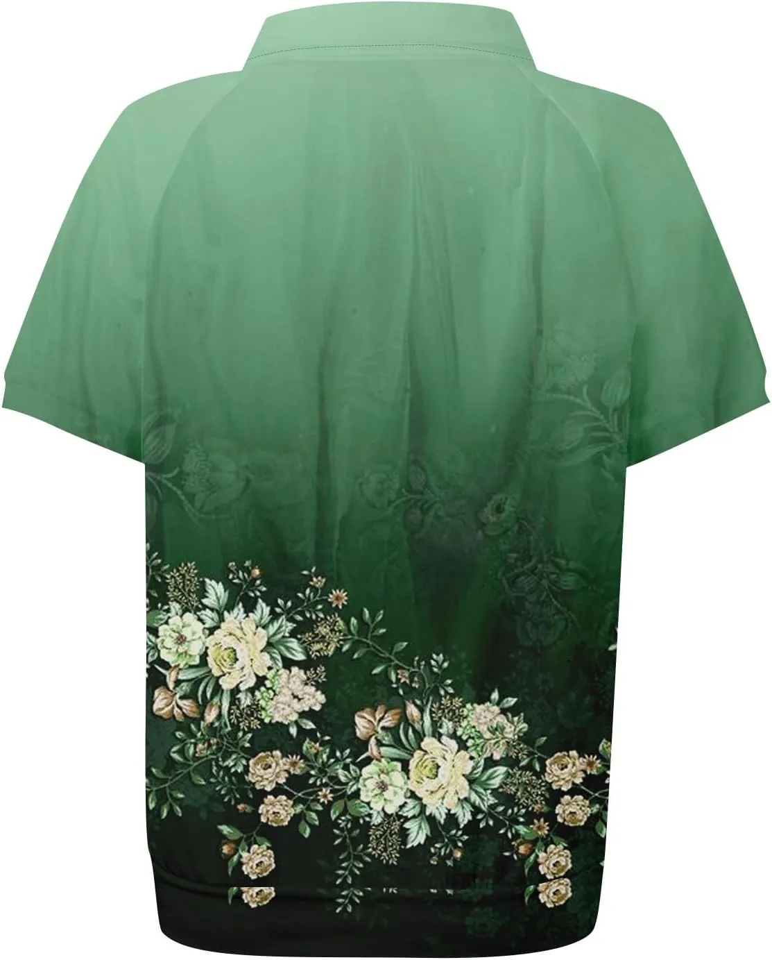 Womens Short Sleeve Tops Spring Button Down Polo Neck Shirts Lightweight Blouses Floral Print Outfits