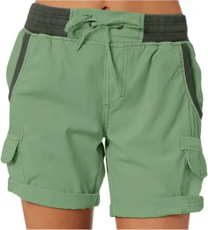 Womens Shorts Summer Cargo Shorts for Women 2024 Elastic Waist Loose Casual SweatShorts Pockets Straight Lightweight Shorts