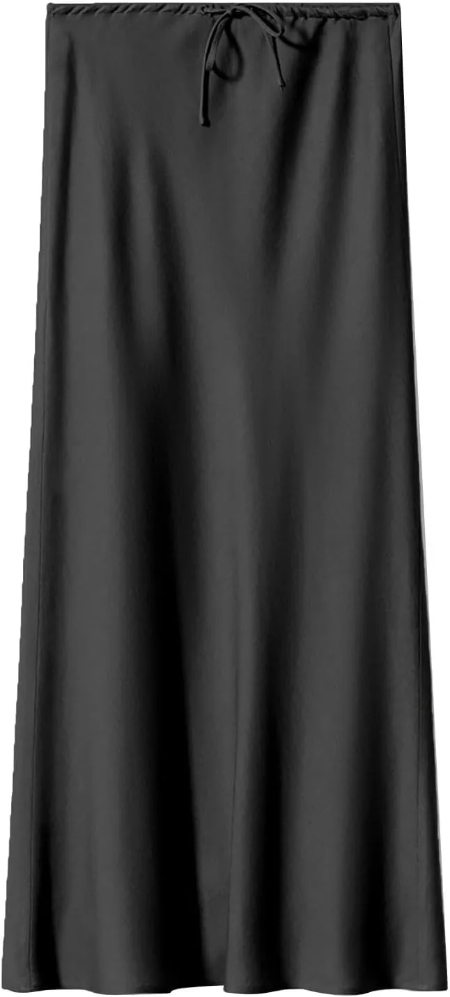 Women's Skirts Elastic Waist High Pure Color Split in The Dress Clothing Spring Outfits