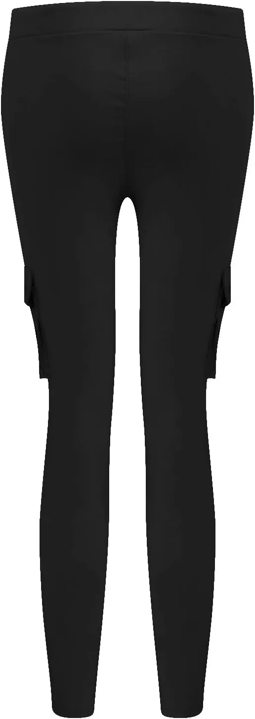 Women's Stretch Skinny Cargo Pants Casual High Waist Drawstring Cargo Joggers Butt Lift Pencil Trousers with Pockets