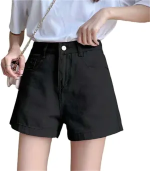 Women's Summer Denim Shorts Vintage High-Waisted A-Line Wide Leg Korean Style All-Match Loose Casual Hot Shorts