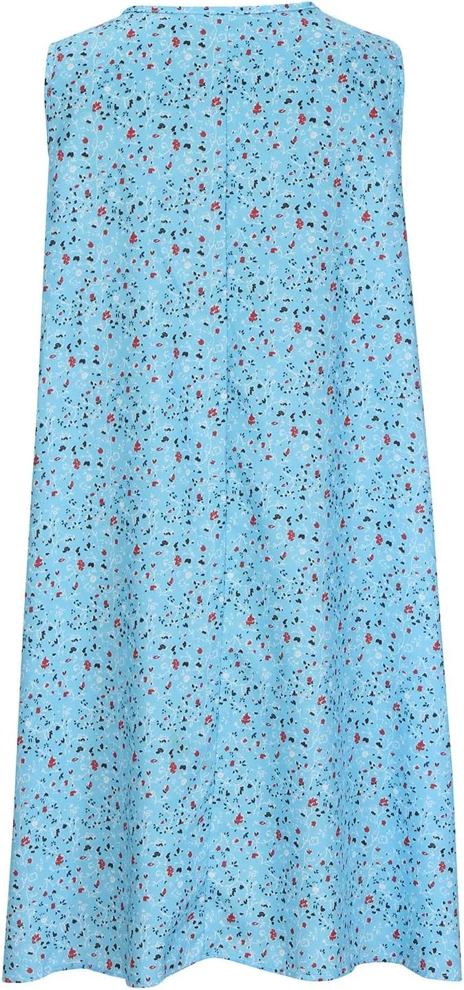 Women's Summer Print Dress Short Sleeve Crew-Neck Loose Dress Beach Dress Sun Dress Ruffled Flowy Midi Dress