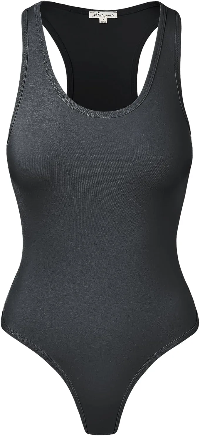 Women's Tank Top Bodysuits Sleeveless Scoopneck Racerback Cotton Jumpsuits
