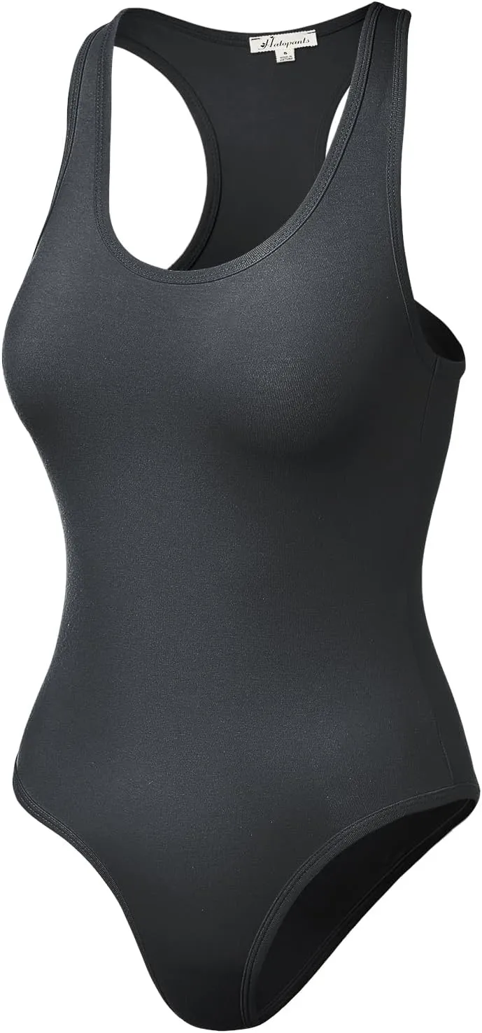 Women's Tank Top Bodysuits Sleeveless Scoopneck Racerback Cotton Jumpsuits