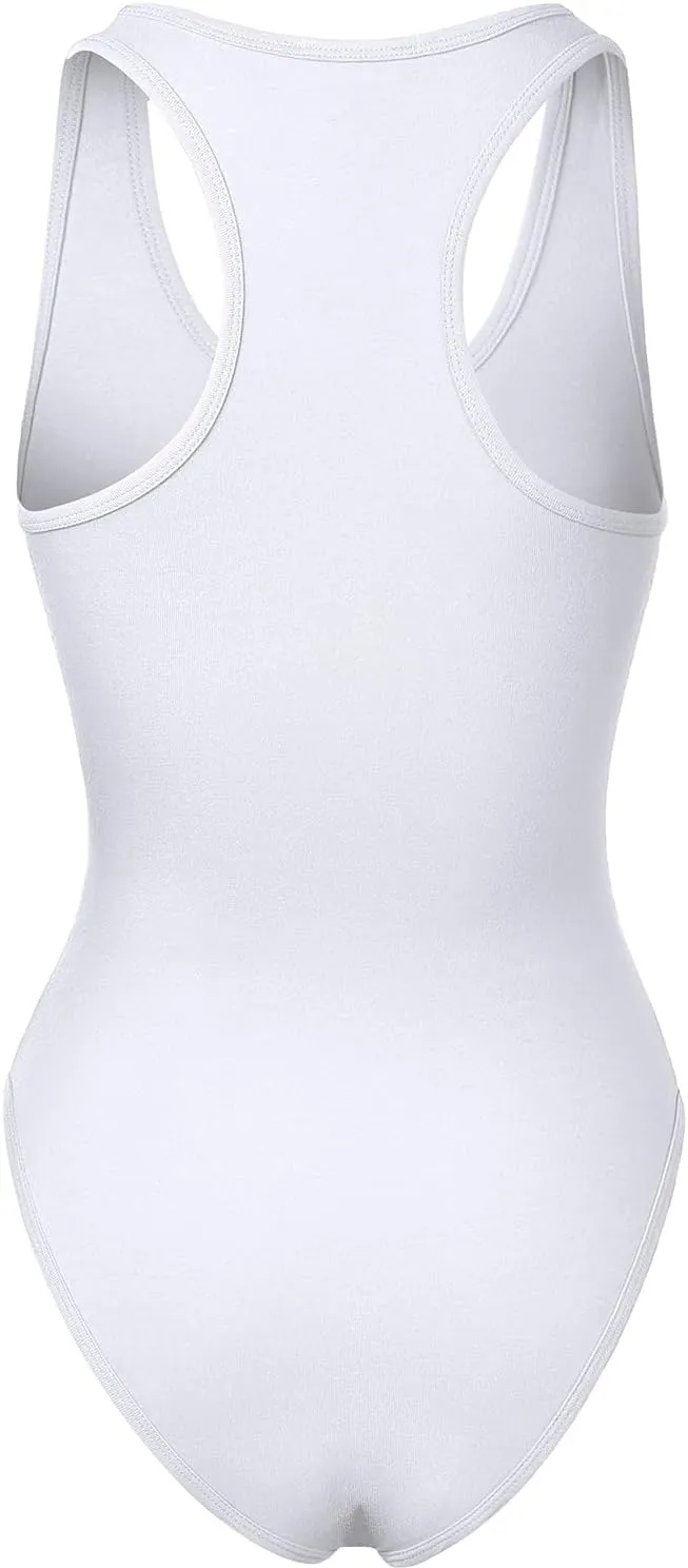 Women's Tank Top Bodysuits Sleeveless Scoopneck Racerback Cotton Jumpsuits