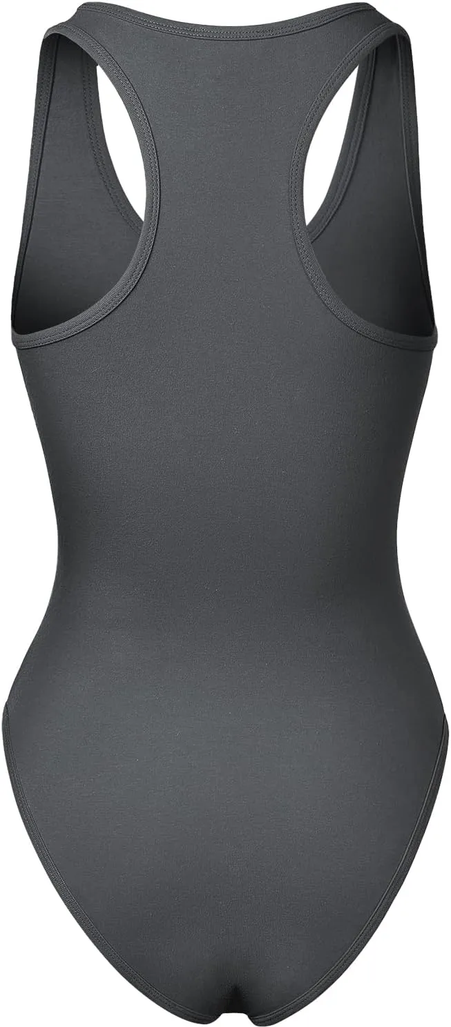 Women's Tank Top Bodysuits Sleeveless Scoopneck Racerback Cotton Jumpsuits