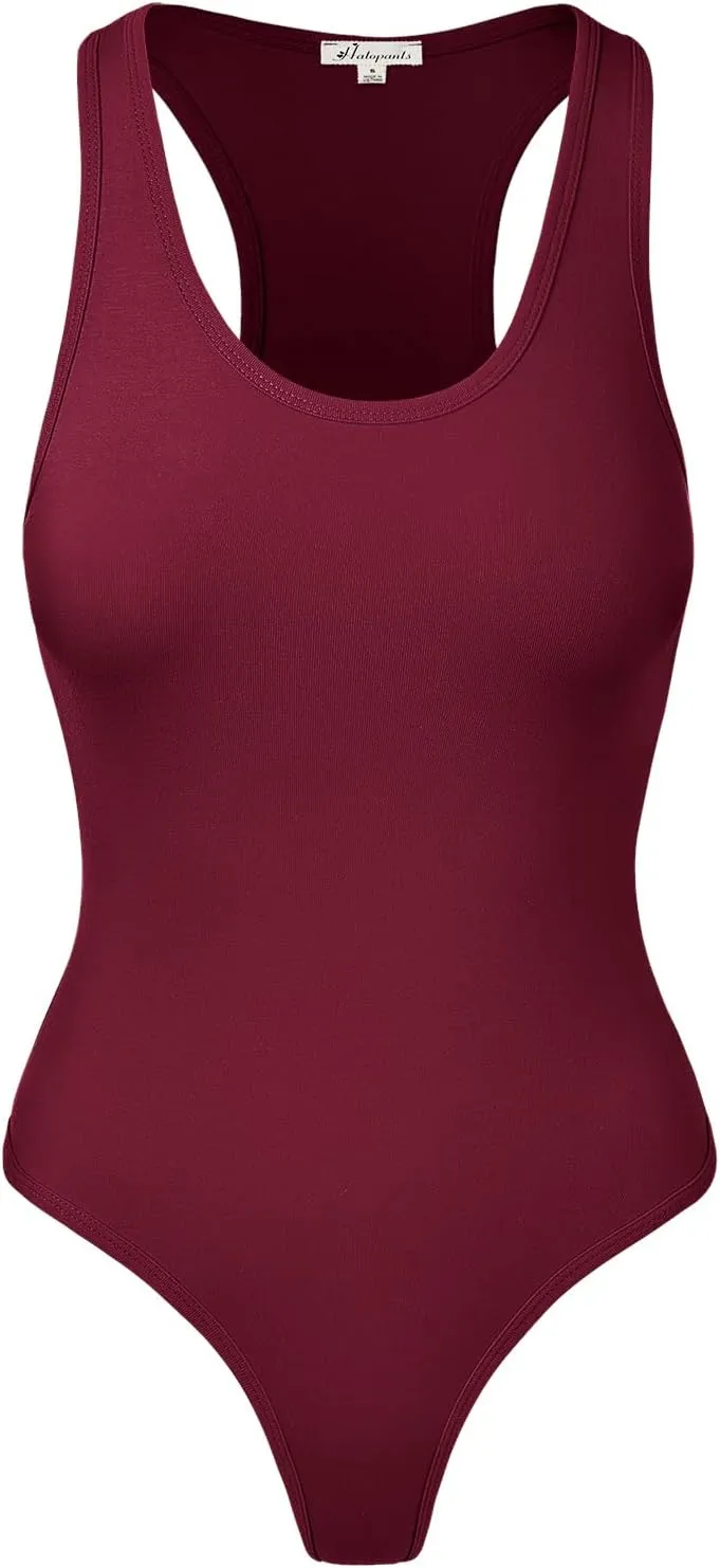 Women's Tank Top Bodysuits Sleeveless Scoopneck Racerback Cotton Jumpsuits