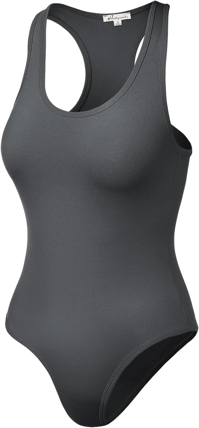 Women's Tank Top Bodysuits Sleeveless Scoopneck Racerback Cotton Jumpsuits