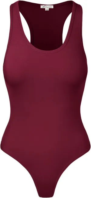 Women's Tank Top Bodysuits Sleeveless Scoopneck Racerback Cotton Jumpsuits