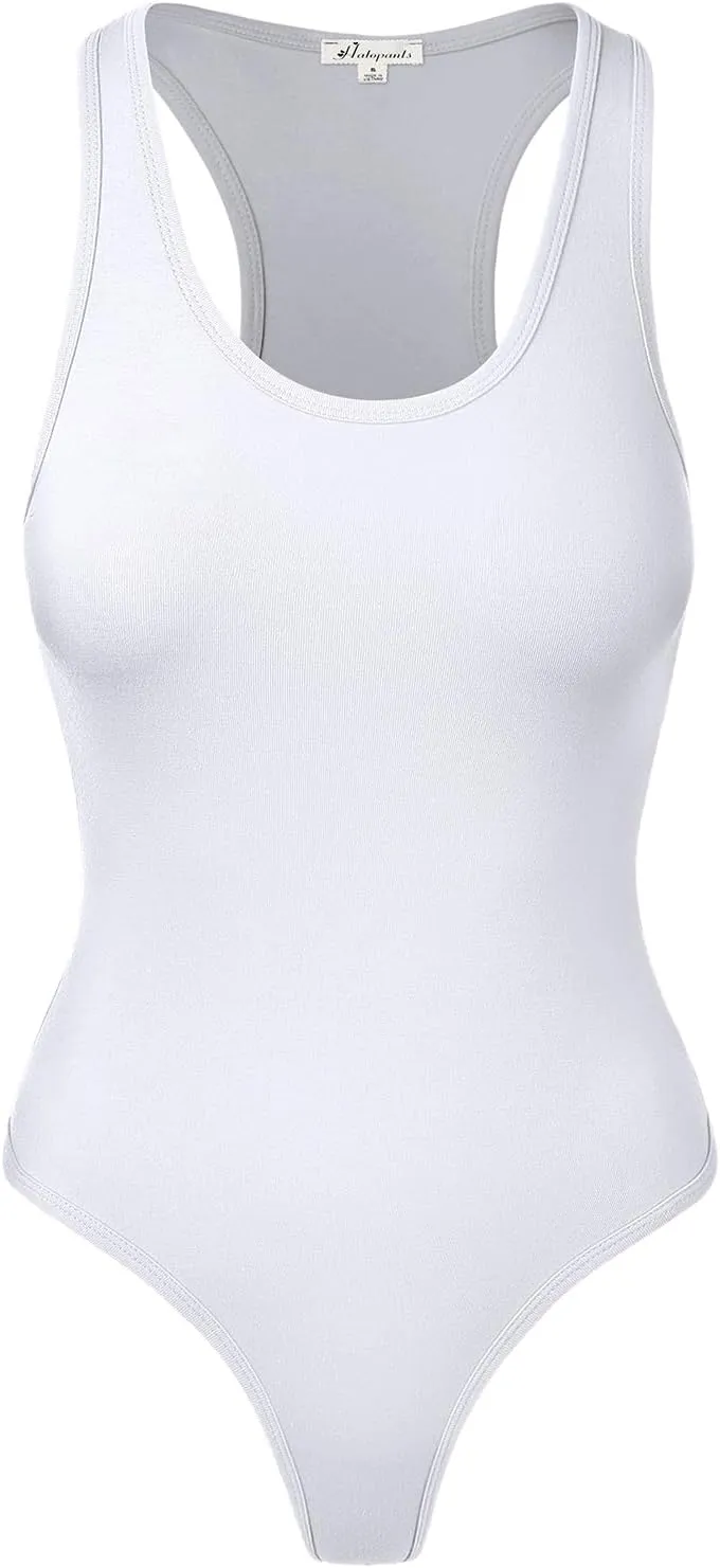 Women's Tank Top Bodysuits Sleeveless Scoopneck Racerback Cotton Jumpsuits