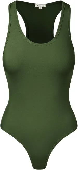 Women's Tank Top Bodysuits Sleeveless Scoopneck Racerback Cotton Jumpsuits