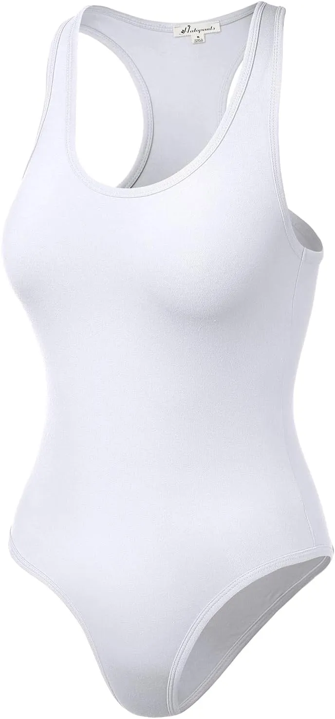 Women's Tank Top Bodysuits Sleeveless Scoopneck Racerback Cotton Jumpsuits