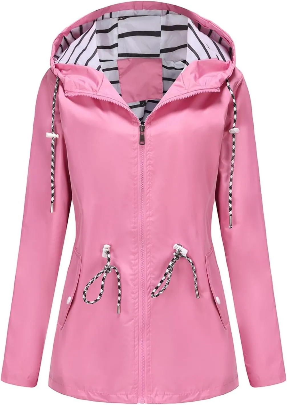 Women's Waterproof Raincoats with Hood Lightweight Zip Up Windbreaker Trendy Rain Jackets Outdoor Hiking Trench Coats