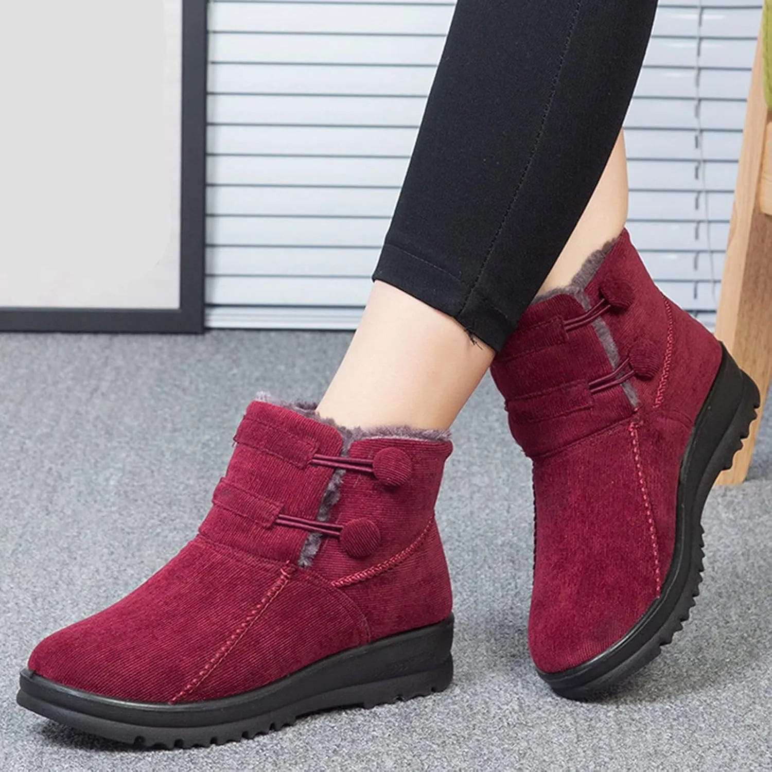 Womens Winter Snow Boots Size 11 Winter Boots Waterproof Women Wide Womens Winter Boots with Fur Trim Women's Snow Boots Anti-Slip Waterproof Botas Para La Nieve De Mujer Waterproof
