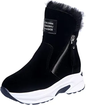 Women's Winter Snow Boots,Warm Faux Fur Lined Waterproof Ankle Booties, Ladies Comfortable Short Boots,Women's Hiking Climbing Shoes Side Zipper Anti-Slip Working Outdoor Boots