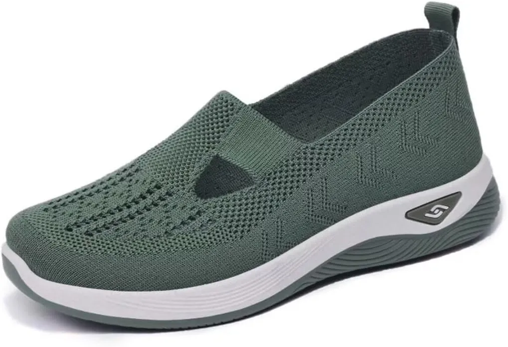 Women's Woven Orthopedic Breathable Soft Shoes Go Walking Slip on Diabetic Foam Shoes Hands Free Slip in Sneakers Arch Support