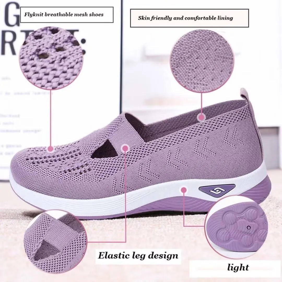 Women's Woven Orthopedic Breathable Soft Shoes Go Walking Slip on Diabetic Foam Shoes Hands Free Slip in Sneakers Arch Support
