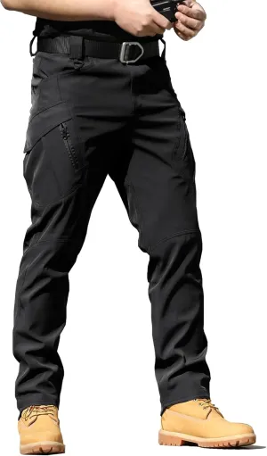 YAXHWIV Men's Hiking Cargo Pants Water Resistant Lightweight Tactical Outdoor Work Pants with Pockets(No Belt)
