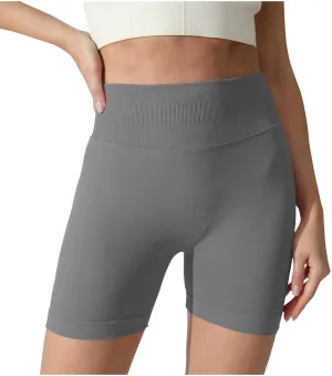 Yoga Shorts for Women Casual Solid Compression High Waisted Tummy Control Shorts Comfy Seamless Scrunch Shorts 2025