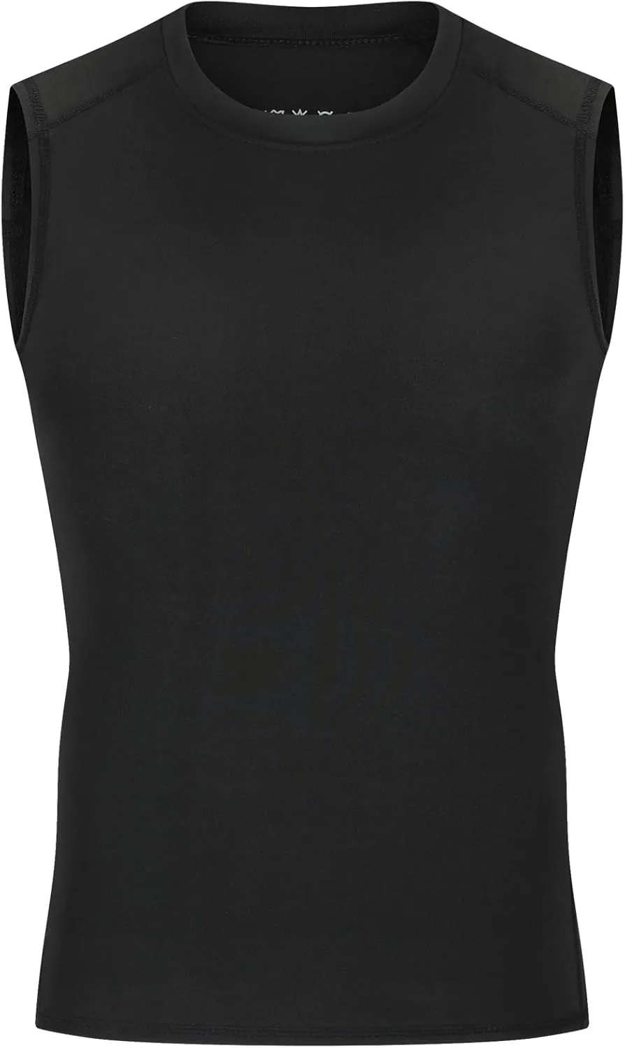 Youth Boys Sleeveless Compression Shirt Basketball Football Undershirt Quick Dry Kids Athletic Tank Tops for Workout