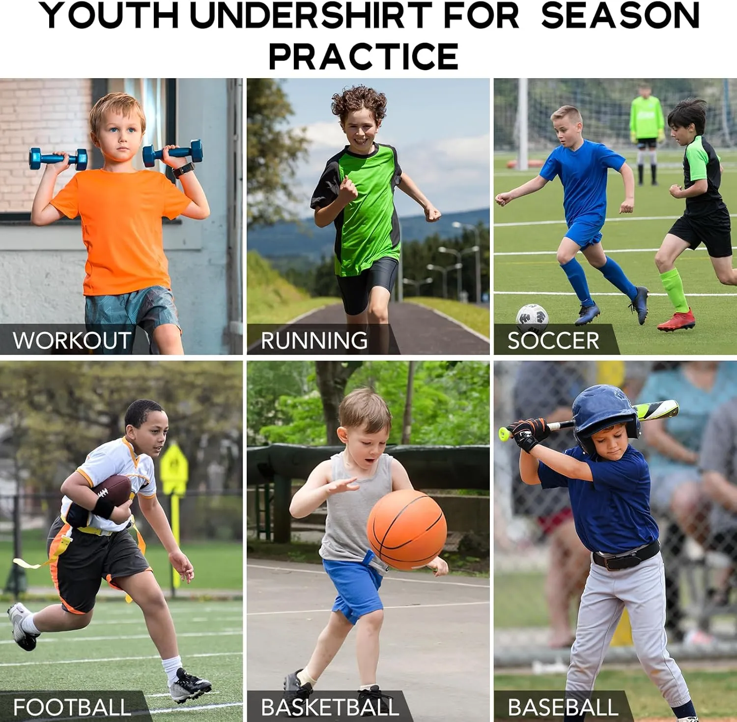 Youth Boys Sleeveless Compression Shirt Basketball Football Undershirt Quick Dry Kids Athletic Tank Tops for Workout