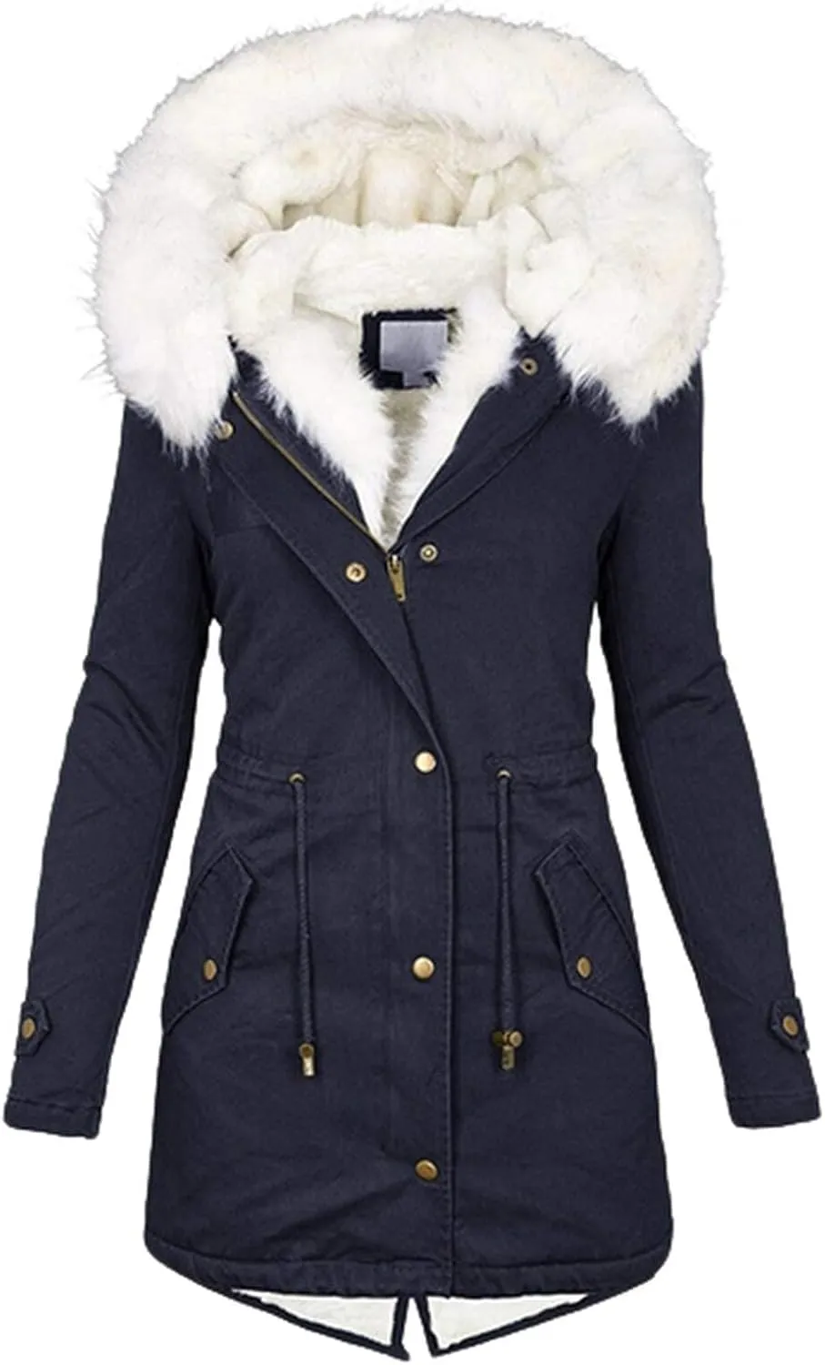 ZBYY Women's Faux Fur Lined Hooded Parka Jacket Windproof Winter Coat Warm Puffer Thicken Fleece Line Down Outerwear