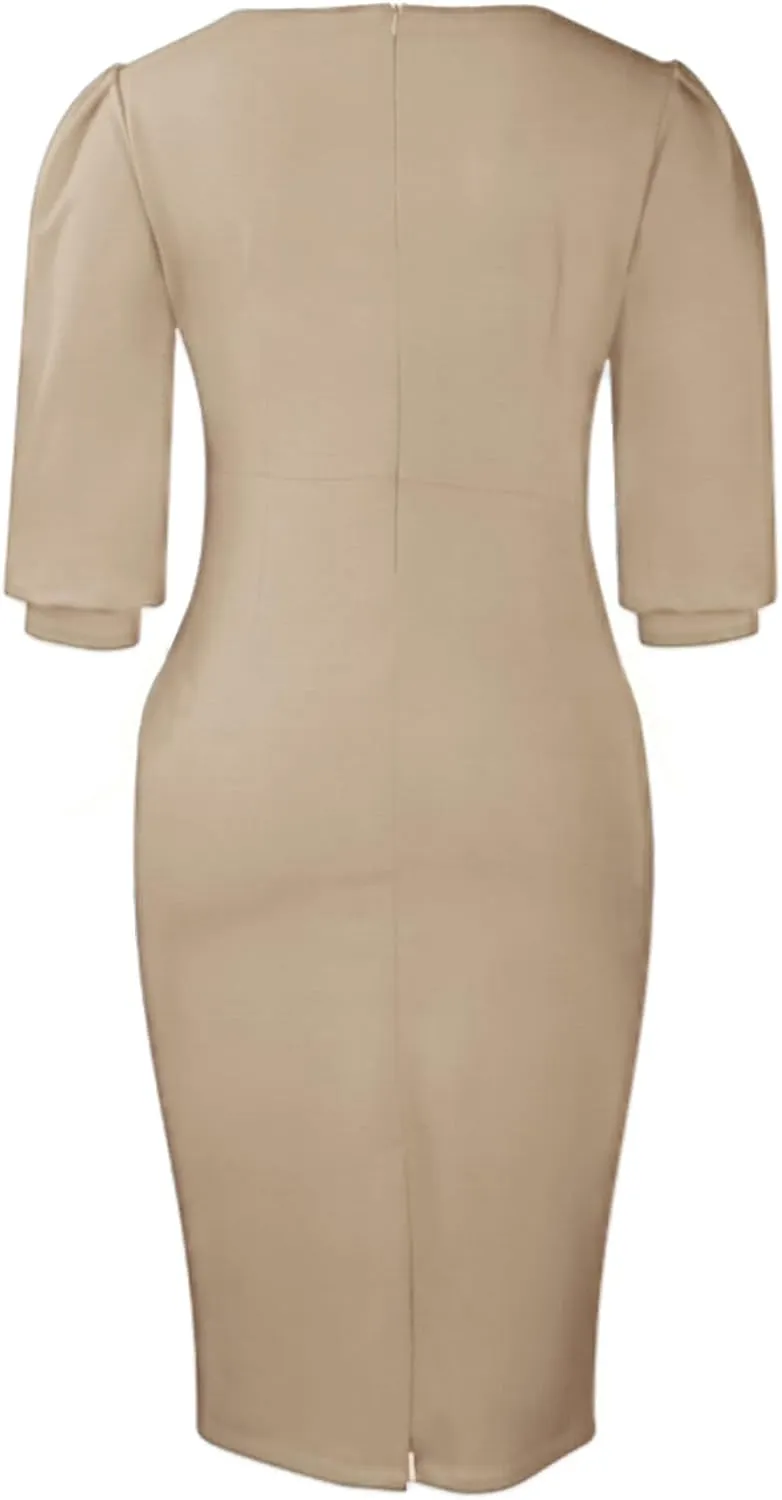 ZVO Midi Dress for Women Pencil Dress Fashion Work Dress Elegant Church Dress High Waist Outfits