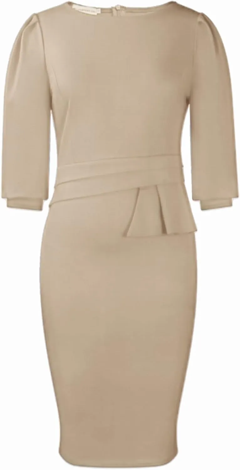 ZVO Midi Dress for Women Pencil Dress Fashion Work Dress Elegant Church Dress High Waist Outfits
