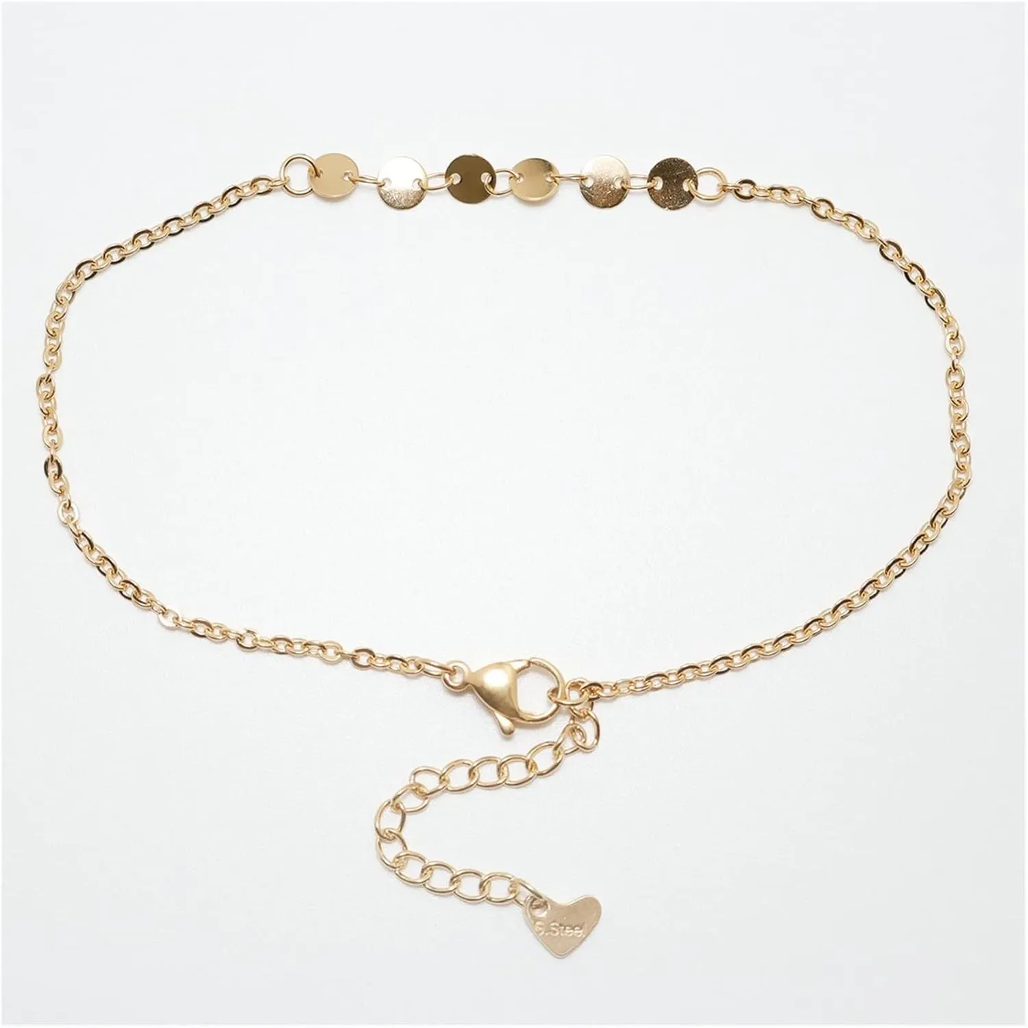 ZZSRJ 304 Stainless Steel Women's Anklet Gold Round Chain Anklet Leg Bracelet Jewelry Women's Accessories, 1 Piece (Metal Color : Gold)